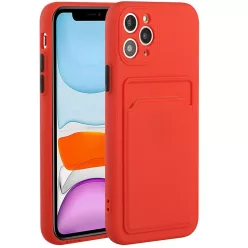   Apple iPhone XR, Szilikon tok, kártyatartóval, Wooze Card Slot, piros