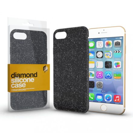 Szilikon tok (Diamond) Fekete Apple iPhone 6 / 6S készülékhez