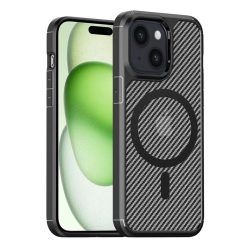   Techsuit CarbonFuse MagSafe Fekete tok, Apple Iphone 15 készülékhez