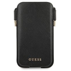 Guess univerzális fekete bőr telefon tok (GUHCP12MSAPSBK)