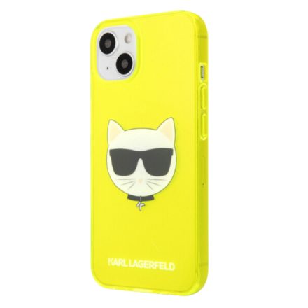 Apple iPhone 13 mini Karl Lagerfeld (KLHCP13SCHTRY) szilikon hátlapi tok - Neon sárga