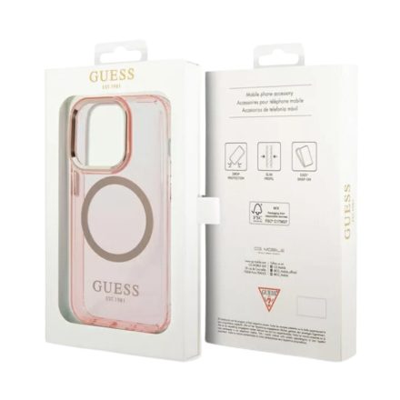 GUESS Apple iPhone 14 Pro Max Translucent MagSafe kompatibilis tok rózsaszín (GUHMP14XHTCMP)