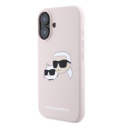   Karl Lagerfeld MAN & CAT Apple iPhone 16 MagSafe szilikon hátlap tok - Pink (KLHMP16SSKCHPPLP)