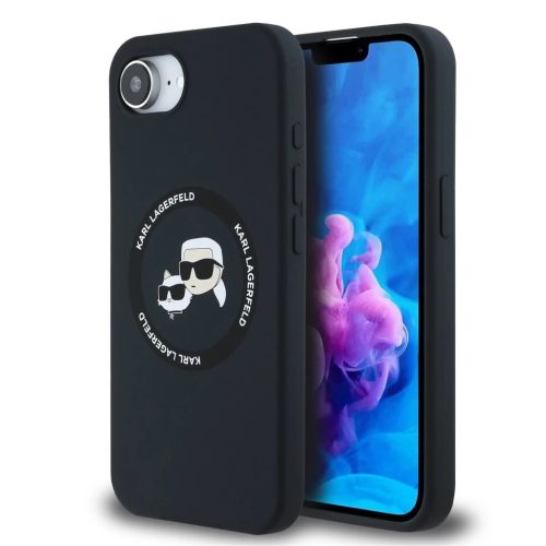 Karl Lagerfeld CAT&MAN Apple iPhone 16e MagSafe szilikon tok - Fekete (KLHMPSE4SKCHTCK)