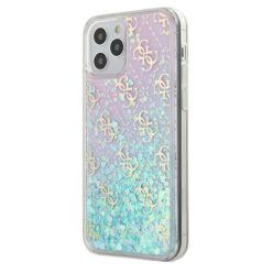   Apple iPhone 12 Pro Max GUESS GUHCNP12LLG4GGBLPI Liquid Glitter TPU Hátlap - Rózsaszín