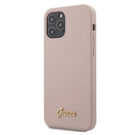 Apple iPhone 12 Pro Max GUESS Liquid Silicon Hátlap - rózsaszín