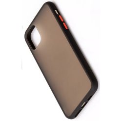   Apple iPhone 11 Pro Max Hibrid szilikon tok - Fekete-Piros gombbal