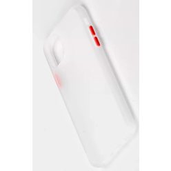   Apple iPhone 11 Hibrid szilikon tok - Átlátszó-Piros gombbal
