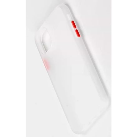 Apple iPhone 11 Hibrid szilikon tok - Átlátszó-Piros gombbal