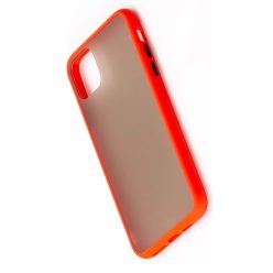   Apple iPhone 11 Pro Max Hibrid szilikon tok - Piros-Fekete gombbal