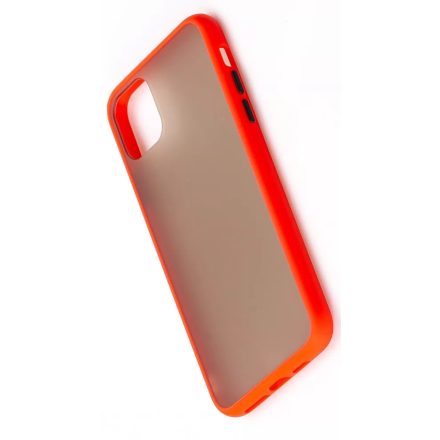 Apple iPhone 11 Pro Max Hibrid szilikon tok - Piros-Fekete gombbal