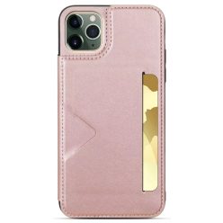   Apple iPhone 11 Pro Max Műbőr hátlapi kártyatartós tok - Rózsaszín