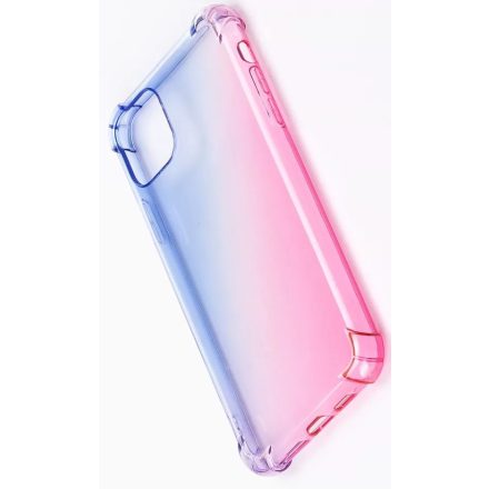 Apple iPhone 11 Pro Max Erősített sarkú szivárvány szilikon tok - Kék & Rózsaszín