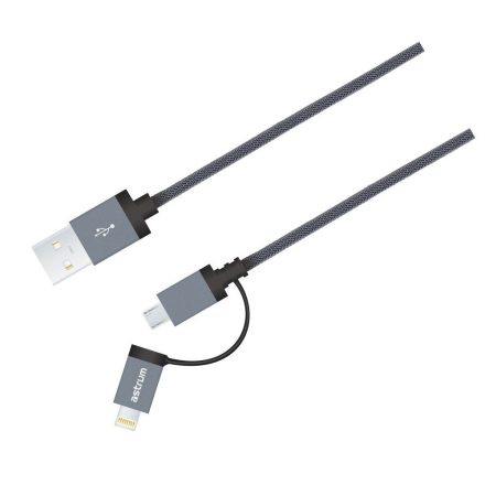 Astrum - Lightning Micro-USB MFI adatkábel 1.2m - Sötét Szürke