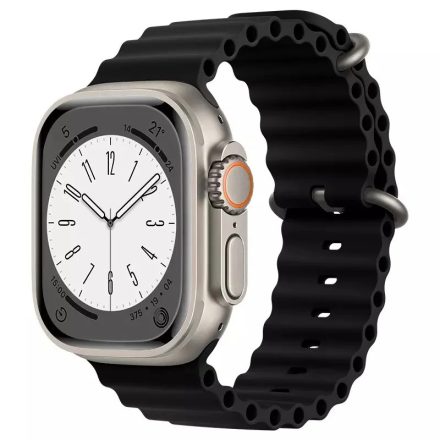 Alphajack Apple Watch 4/5/6/7/8/SE (38/40/41mm) óceán szilikon óraszíj - Fekete