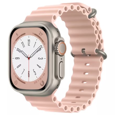 Alphajack Apple Watch 42/44/45/49 mm óceán szilikon óraszíj - Rózsaszín homok