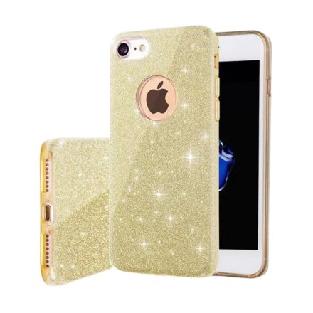 Apple iPhone 13 mini Glitter 3in1 Szilikon hátlapi tok - arany csillogó