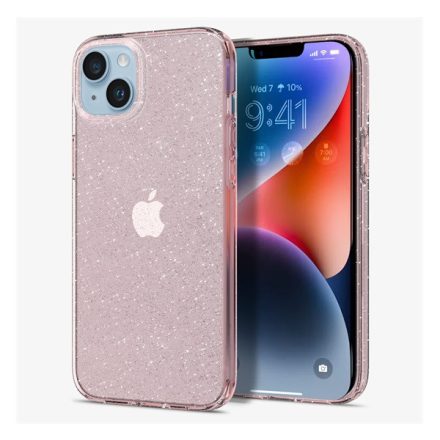Spigen Liquid Crystal Glitter Apple iPhone 14 Rose Quartz tok, átlátszó