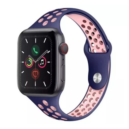 Phoner Apple Watch 38/40/41mm lélegző lyukacsos szilikon sport szíj - Kék/rózsaszín