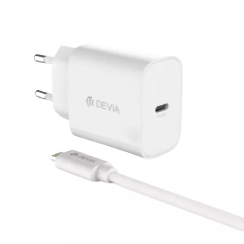 DEVIA RLC-511 Quick Charger 20W Type-C adapter+Lightning kábel 1m - Fehér