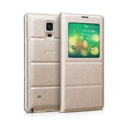 Hoco - Original series bőr ablakos Samsung Note4 könyv tok - arany