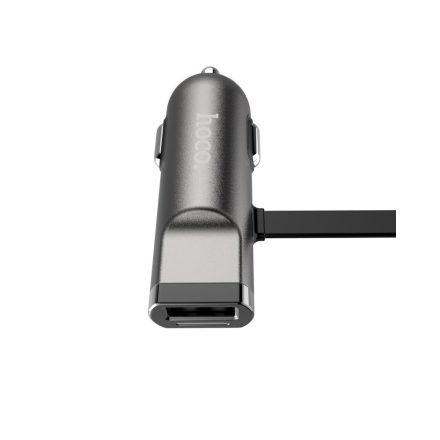 Hoco - UCL01 autós szivargyújtó töltő beépített micro USB (2,4A) - fekete