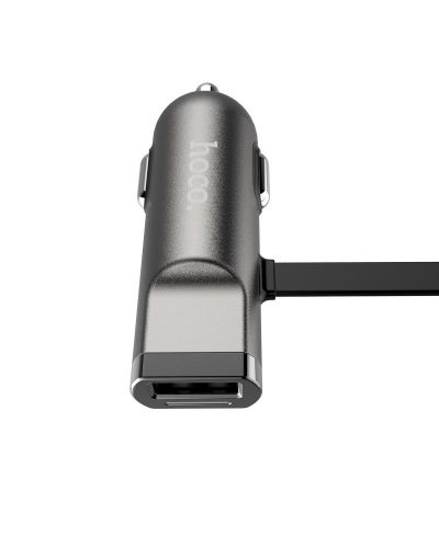 Hoco - UCL01 autós szivargyújtó töltő beépített micro USB (2,4A) - fekete