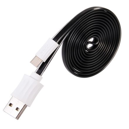 Hoco - UPM04 lapos design micro usb adat/töltő kábel 120cm - fekete