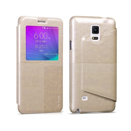 Hoco - Crystal series fashion bőr magnetic sleep Samsung Note4 könyv tok - arany