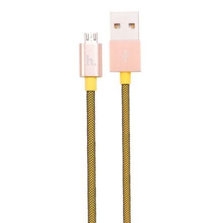 Hoco - UPM08 műanyag hálós micro USB adat/töltő kábel 120 cm - sárga