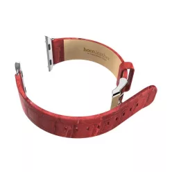   Hoco - Art series bambusz bőr óraszíj Apple Watch 42/44 mm - piros