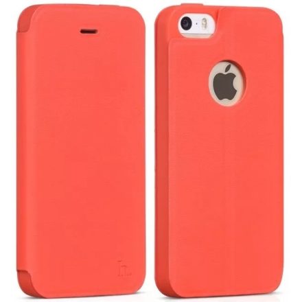 Hoco - Juice series matt nappa bőr iPhone 5/5s/se könyv tok - piros
