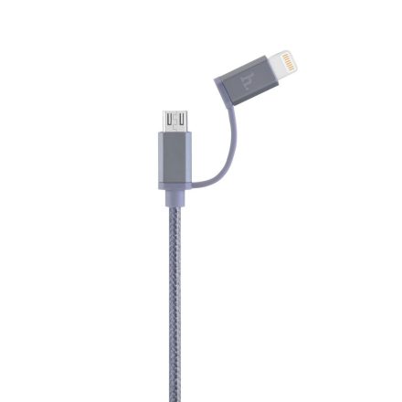 Hoco - UPF02 2in1 micro USB + MFI lightning fej adat/töltő kábel 120 cm - szürke
