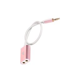   Hoco - UA1 jack dupla elosztó fejű 24k bevonattal 3,5 mm jack audio kábel 20 cm - rozéarany
