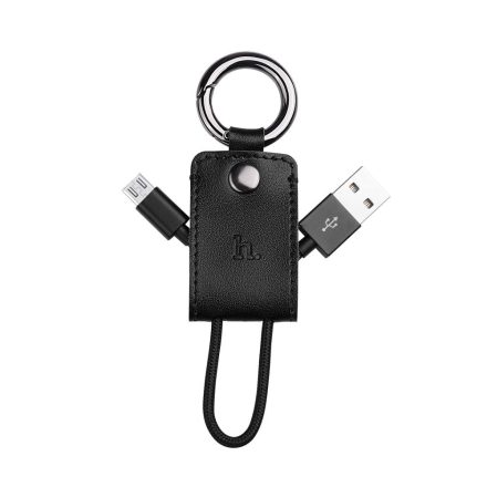 Hoco - UPM19 kulcstartó formájú micro USB adat/töltő kábel 15 cm - fekete