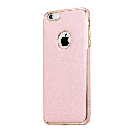 Hoco - Glint series bőrbetétes szilikon iPhone 6Plus/ 6SPlus védőtok fémhatású széllel - rozéarany