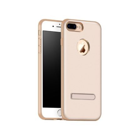 Hoco - Simple series alumínium burkolatú iPhone 7 Plus/iPhone 8 Plus védőtok mágneses kitámasztóval - pezsgő/arany