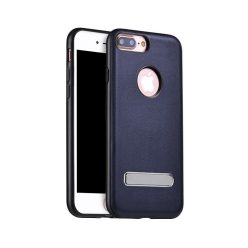   Hoco - Simple series Pago bőr boritású iPhone 7 Plus/iPhone 8 Plus védőtok mágneses kitámasztóval - zafírkék