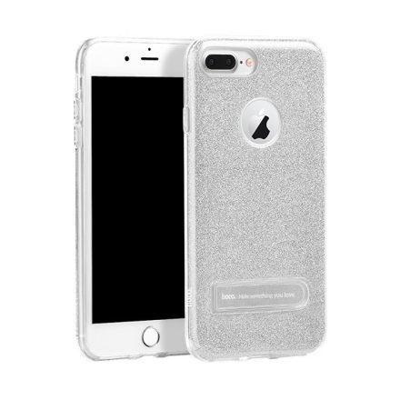 Hoco - Simple series glitteres TPU szilikon iPhone 7 Plus/iPhone 8 Plus védőtok mágneses kitámasztóval - ezüst