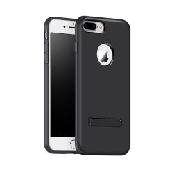   Hoco - Simple series alumínium burkolatú iPhone 7 Plus/iPhone 8 Plus védőtok mágneses kitámasztóval - fekete