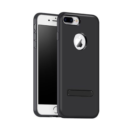 Hoco - Simple series alumínium burkolatú iPhone 7 Plus/iPhone 8 Plus védőtok mágneses kitámasztóval - fekete