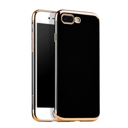 Hoco - Obsidian series fényes felületű iPhone 7 Plus/iPhone 8 Plus védőtok fémes széllel - arany