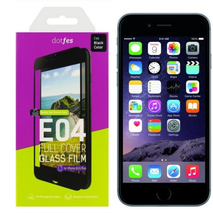 Dotfes E04 - iPhone 6/6S Plus Full Coverage Kijelzővédő Üvegfólia 0.33 - Fekete