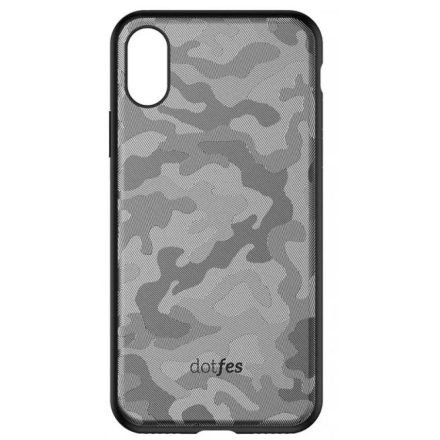 Dotfes G07 iPhone X/XS Camouflage Tok - Szürke
