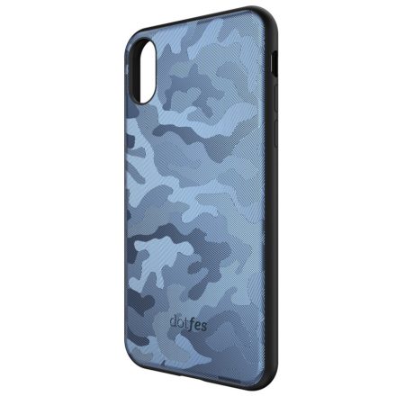 Dotfes G07 iPhone XS Max Camouflage Tok - Kék