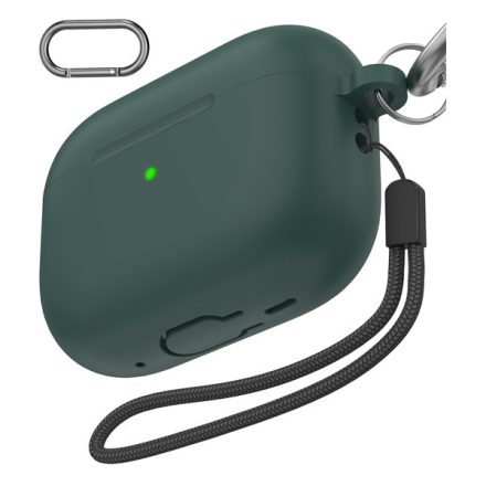 Phoner Simple Apple Airpods Pro 2 szilikon tok, csuklópánttal, zöld