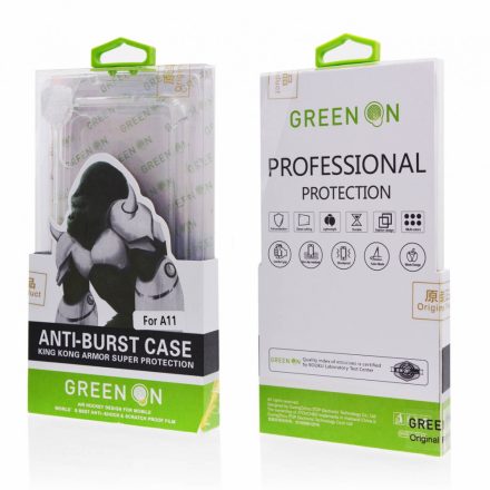 Green On Anti Burst Apple iPhone 13 Pro Max Ütésálló hátlapi tok - átlátszó