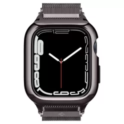   Spigen Metal Fit Pro Apple Watch 44/45mm mágneses acél szíj tokkal - Grafit fekete