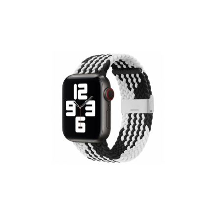 Fabric Apple Watch 42/44/45/49mm szövet szíj fém csattal - Fekete/fehér