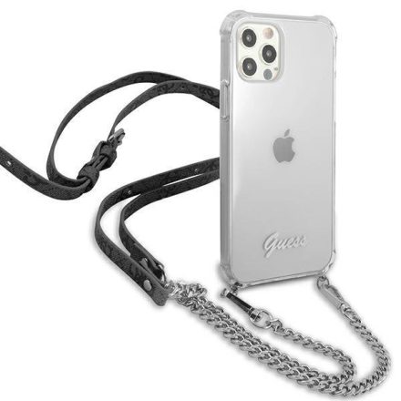 Guess PC Silver 4G Chain and Script Apple iPhone 12 Pro Max hátlap tok, átlátszó (GUHCP12LKC4GSSI)